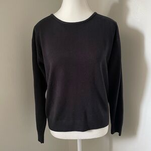 Tina 100% Cashmere Best Quality Scotland Black Crew Neck Classic Sweater Size S